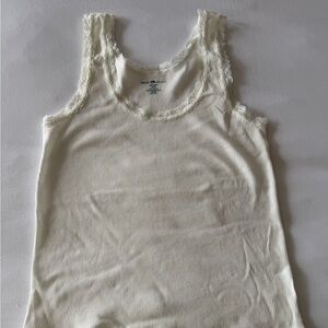 Brandy Melville White Lace Trim Tank Top